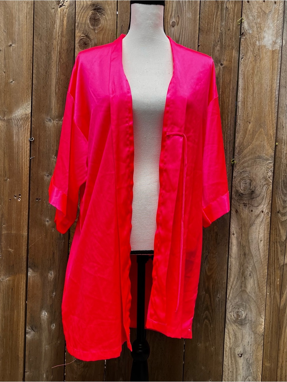 Y2K Vintage Victoria Secret Neon Bright Hot Pink Satin Robe Accepting Offers!
